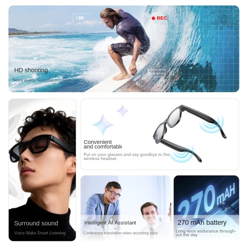 AI Smart Glasses 800W Camera M - Audio Music To Video Ai ulasan dan harga
