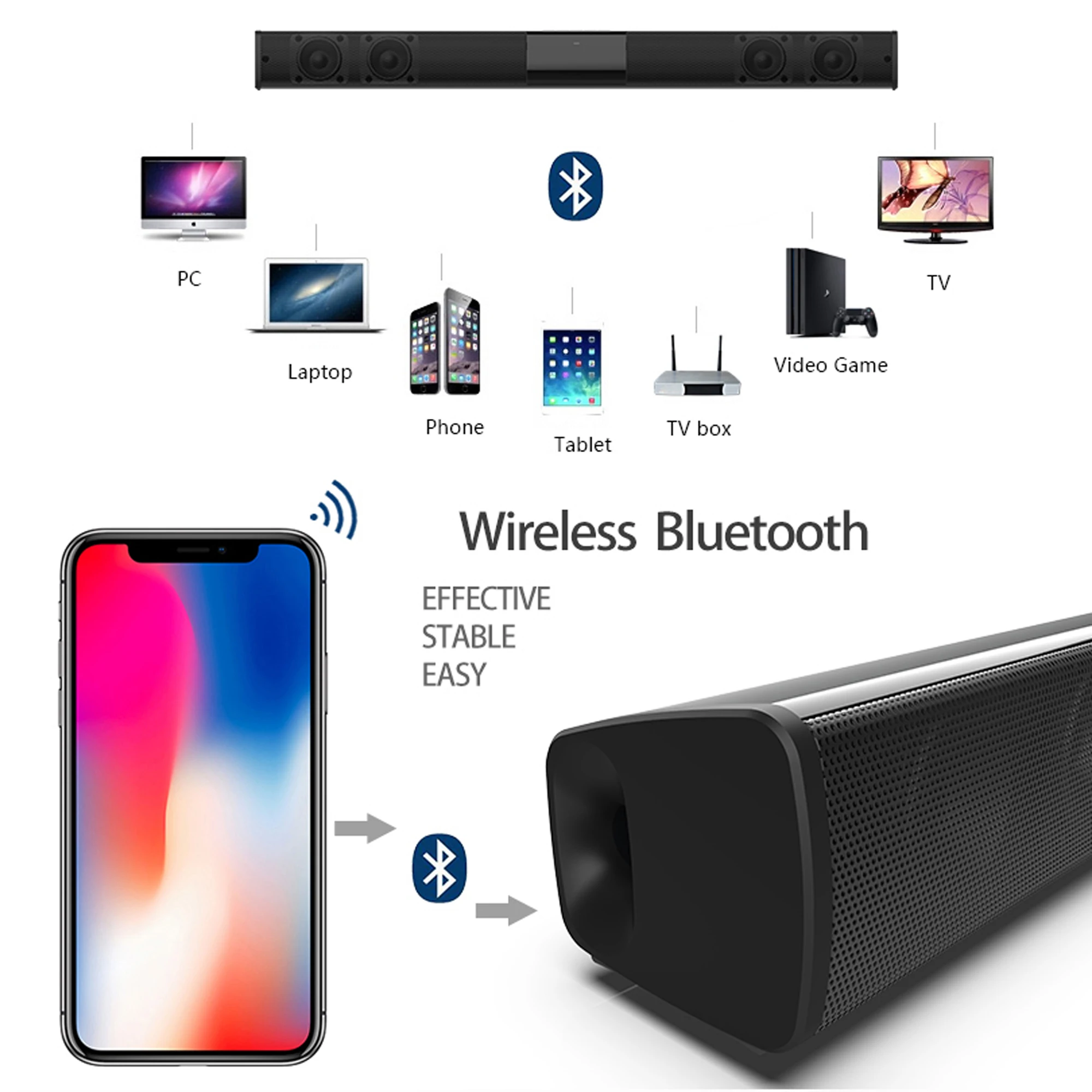 40W High Power Soundbar for TV - Audio Music Apple ulasan dan harga