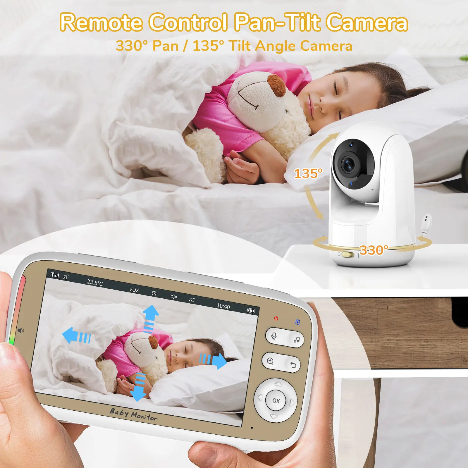 5 Inch Baby Monitor 3X Zoom PT - Audio Hd Music ulasan dan harga